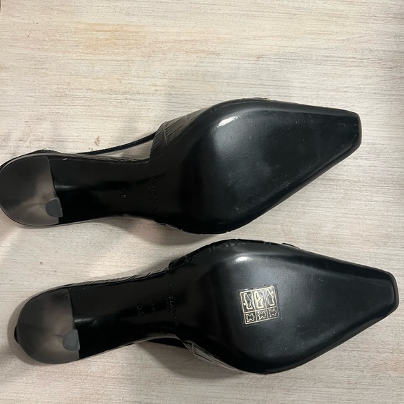 SAINT LAURENT BLADE SLINGBACK PUMPS IN CROCODILE-EMBOSSED PATENT LEATHER - Picture 11 of 14